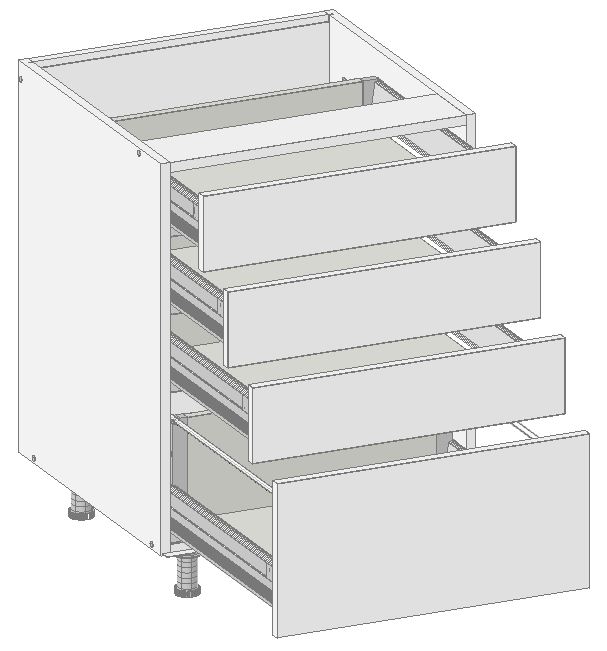 Skuffeskap 40, 1 høy skuff + 3 lave